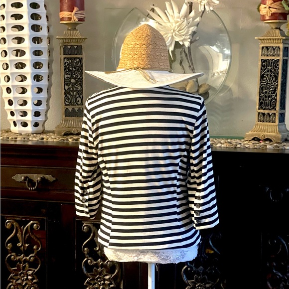 MONTEAU BLACK & WHITE STRIPPED JACKET - Picture 2 of 5